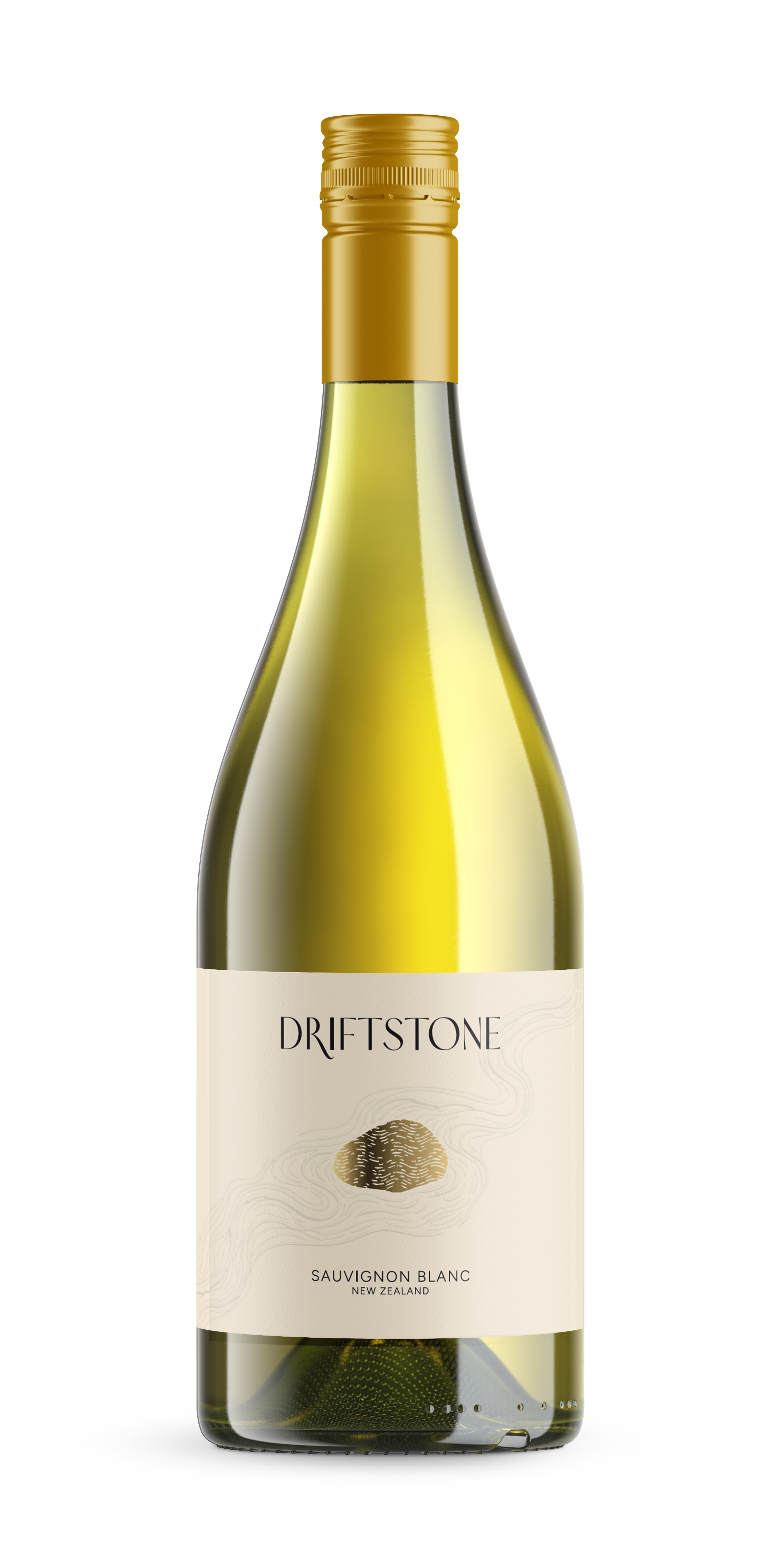Bottle of Driftstone Sauvignon Blanc white wine from New Zealand.