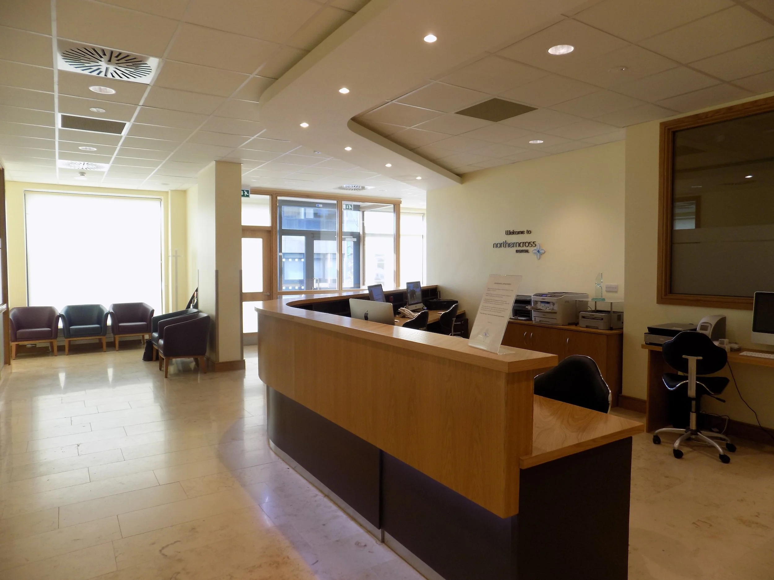 Reception area at Northern Cross Dental Surgery