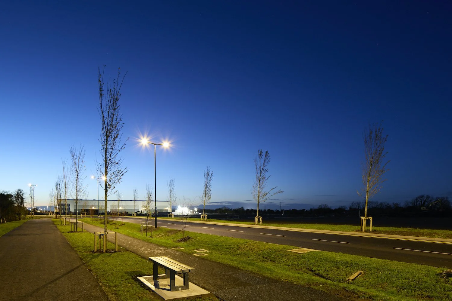 Mountpark approach road, at night, JSA Architects.jpg