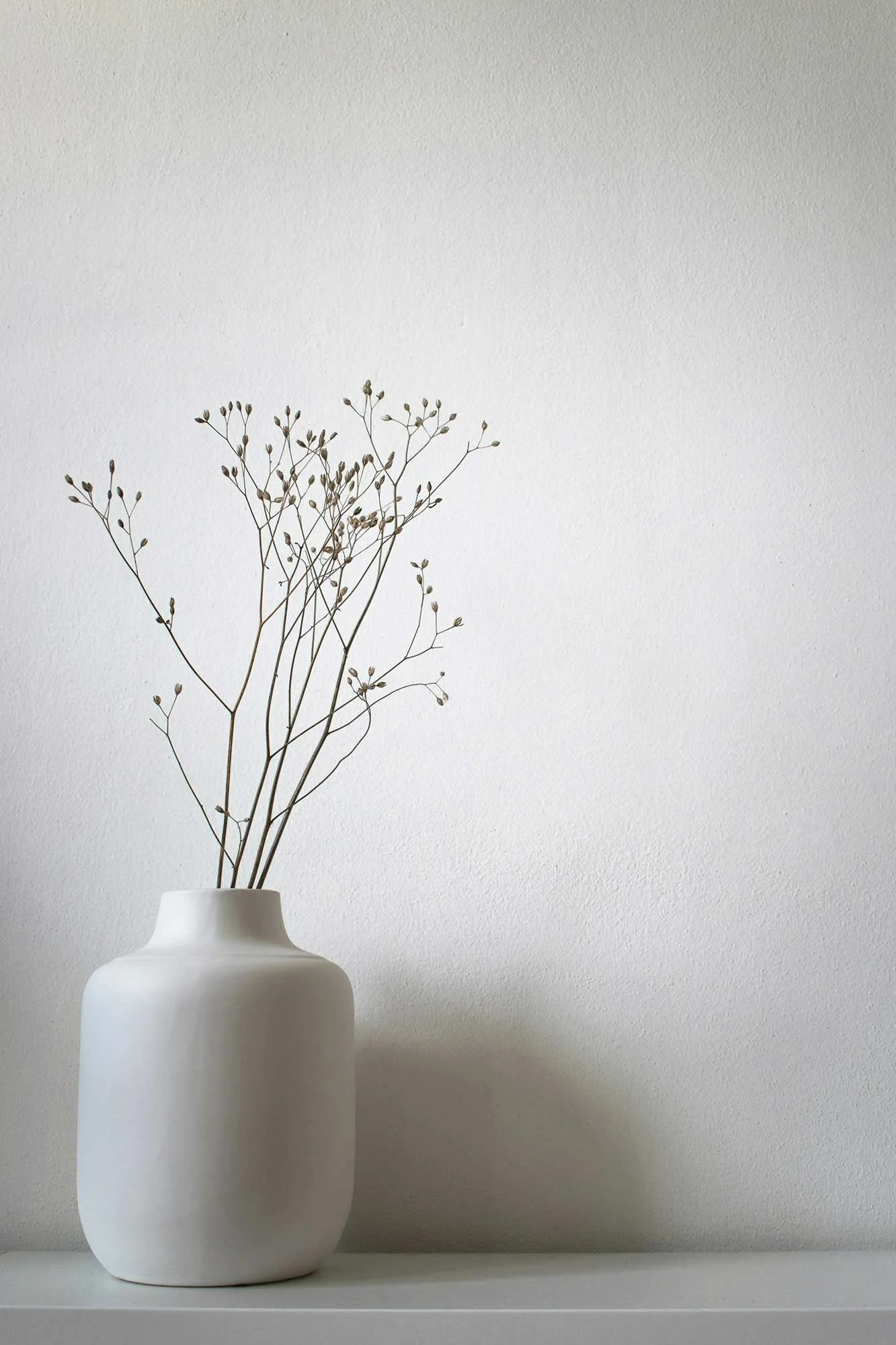 White ceramic vase in a therapist office in central London.