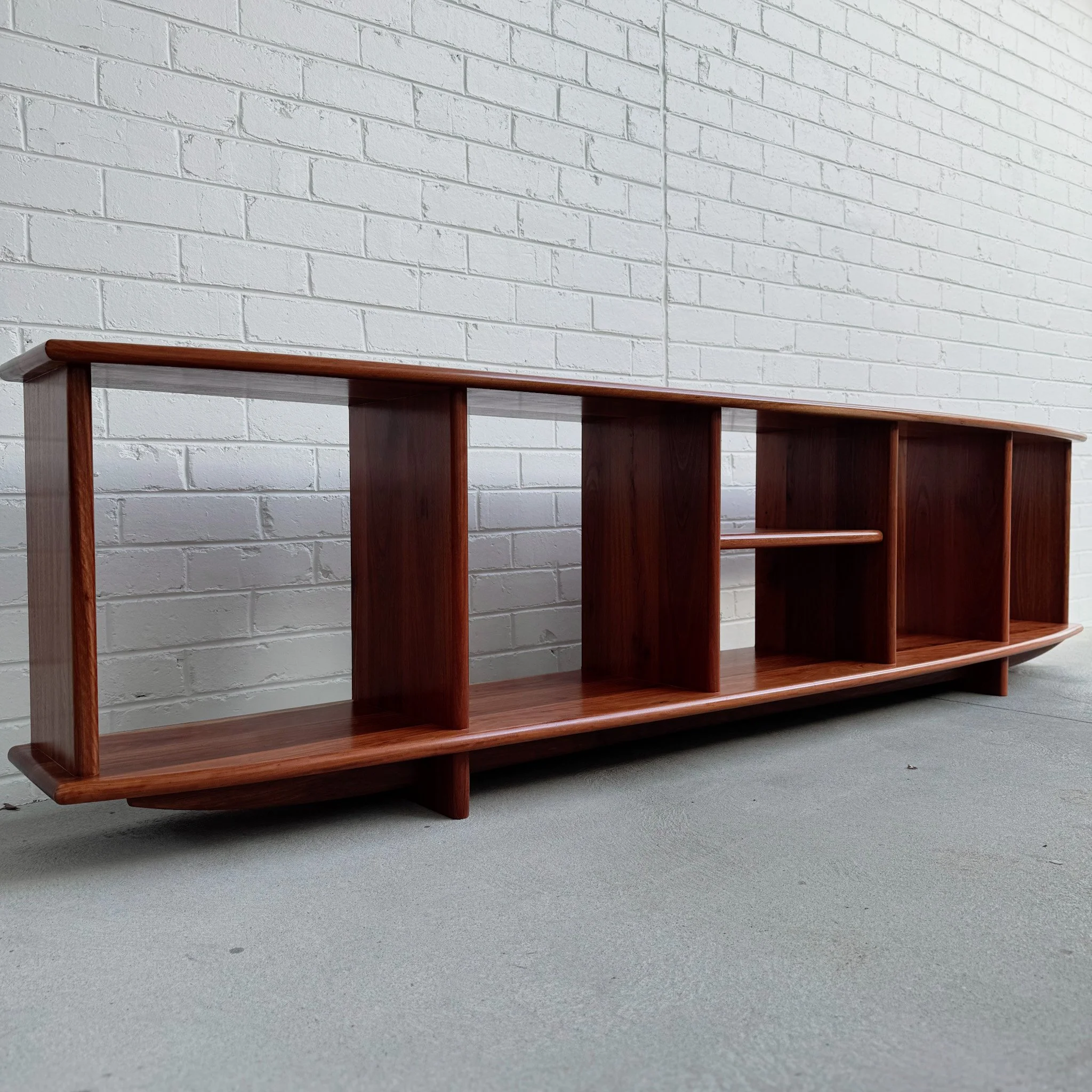 Custom hardwood open shelving unit handcrafted by Daniel Charles Studio Seaford Melbourne