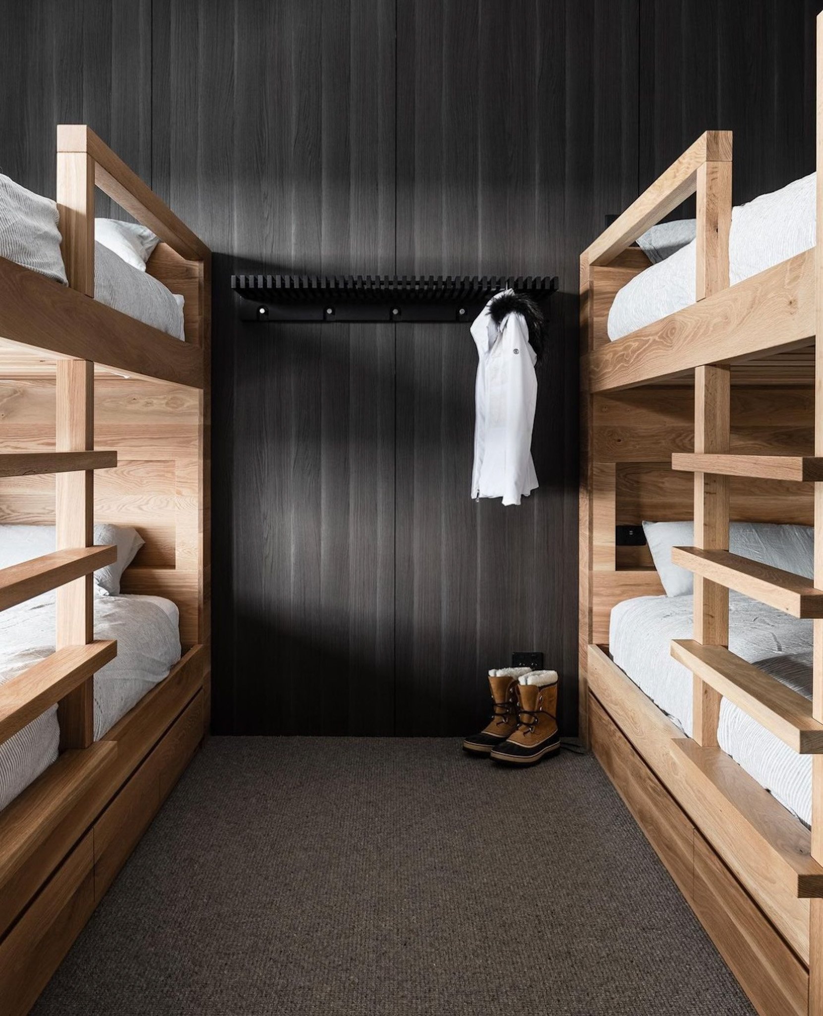 Custom american oak timber bunk beds, handcrafted by Daniel Charles Studio Melbourne
