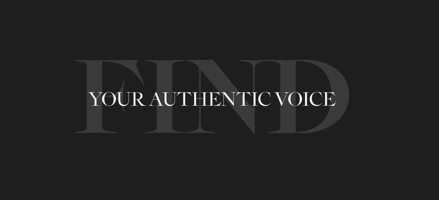 Dark background with large, semi-transparent letters 'RND' and white text 'Your Authentic Voice' in the foreground.