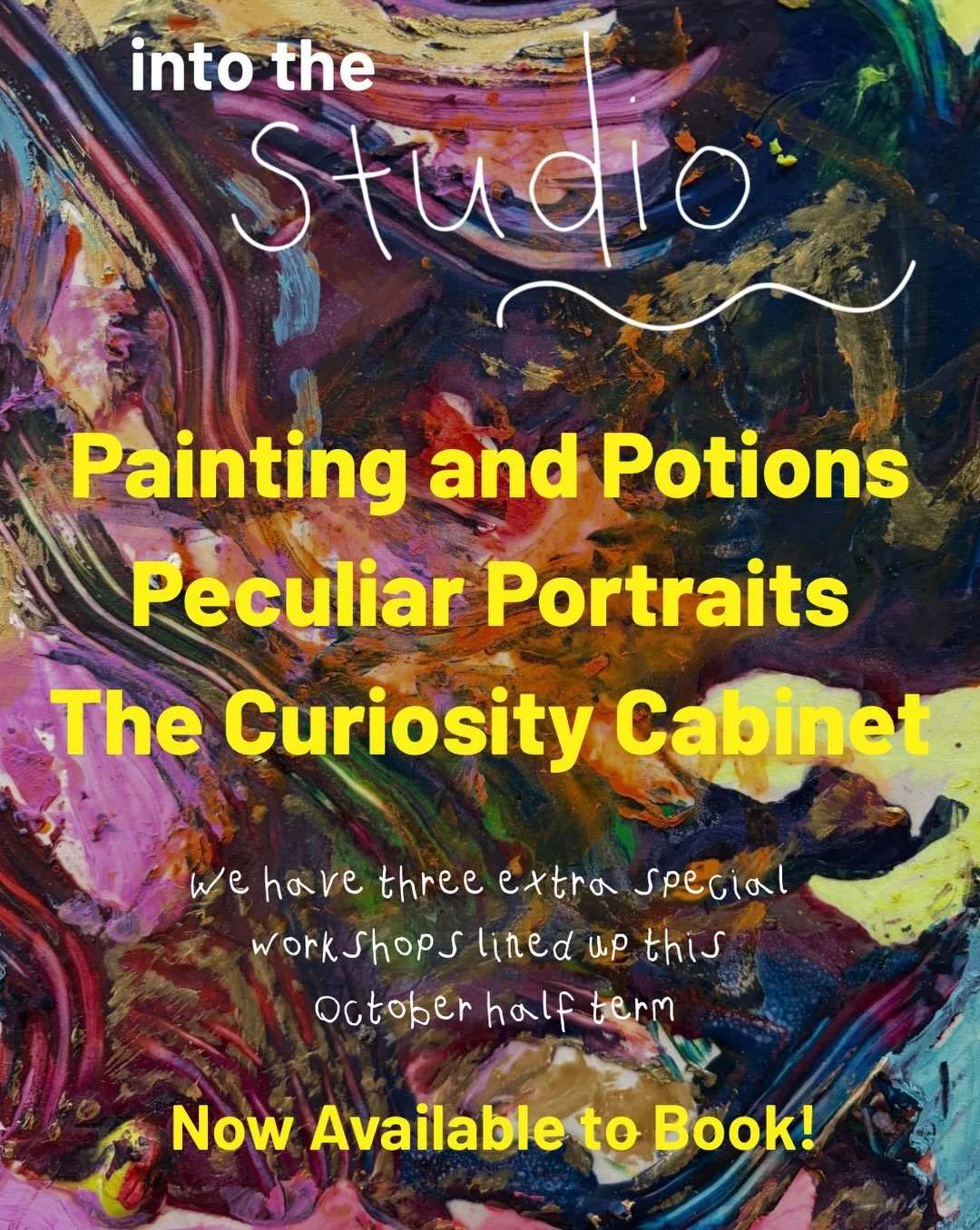 We have three extra-special workshops lined up this October half term 👀

🧪 PAINTING &amp; POTIONS
Explore, experiment and make your own mysterious mixes &mdash; then turn the results into some seriously magical artwork.

👀 PECULIAR PORTRAITS
Forge