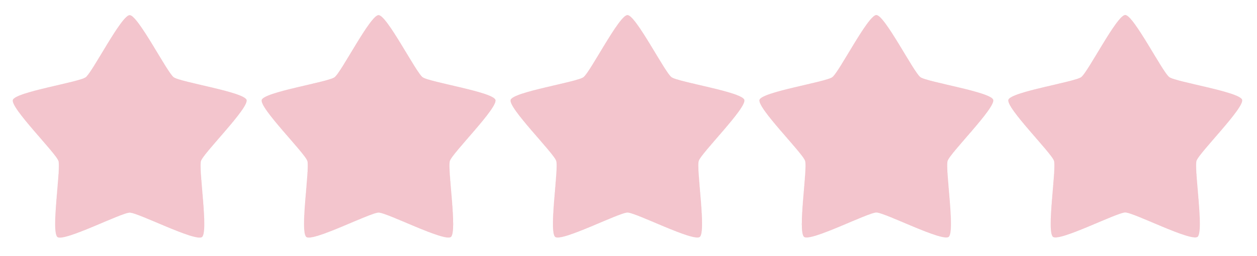 Five pink star rating icons arranged in a horizontal row