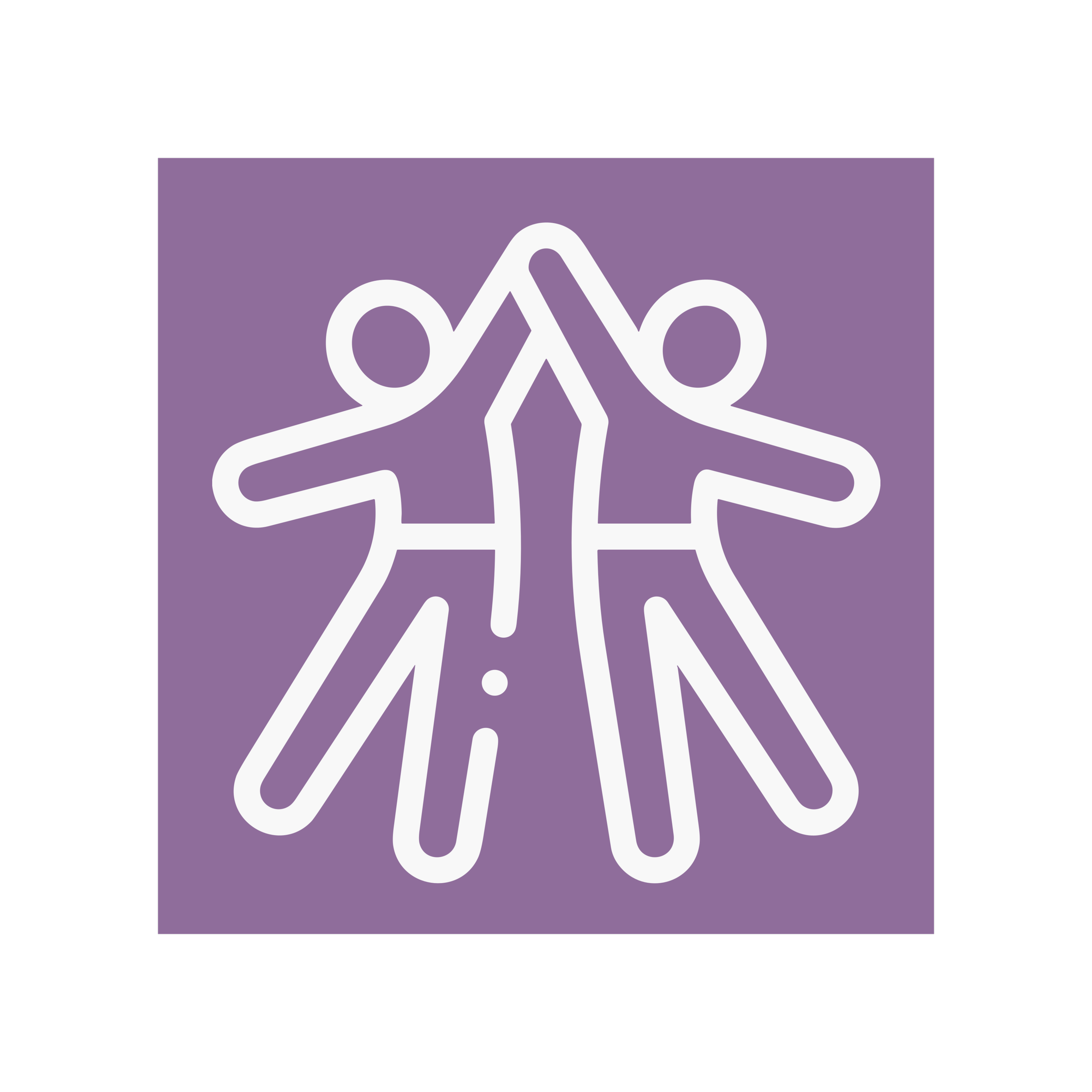Purple square background with a white line drawing of two hands pressed together.
