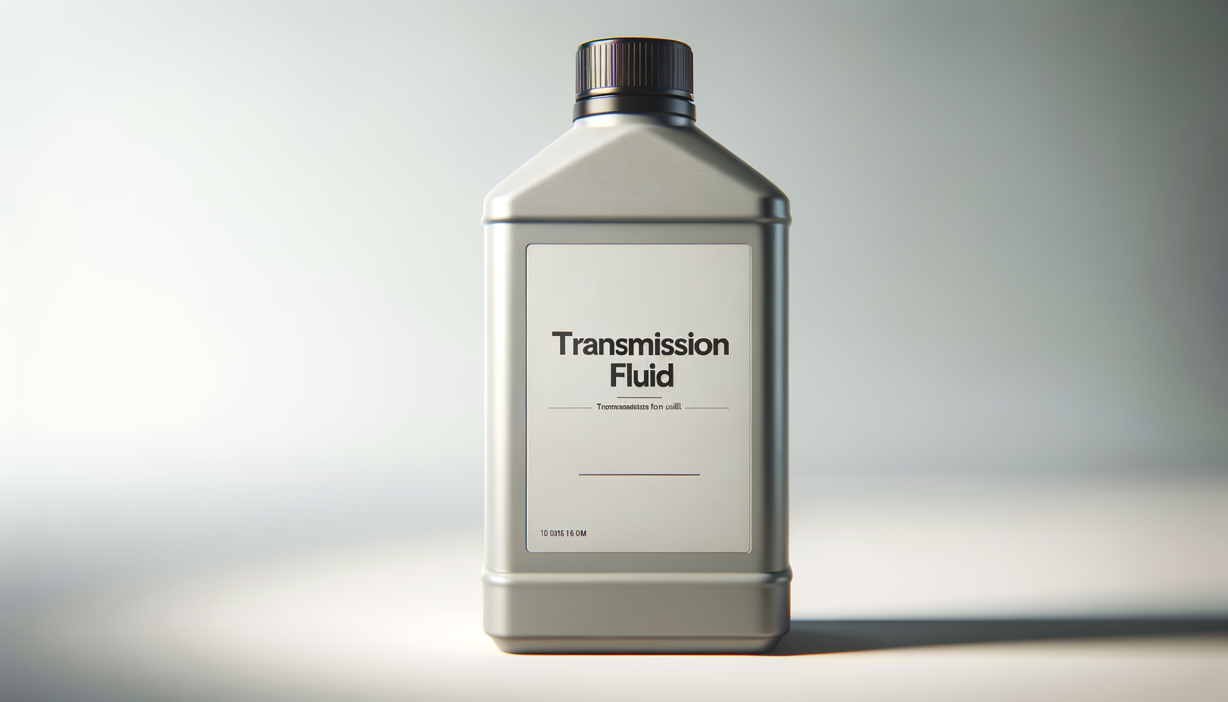 A silver bottle labeled 'Transmission Fluid' on a plain background.