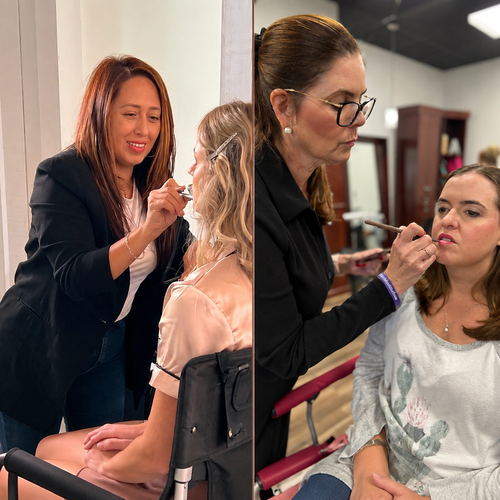 Women enjoying a hands-on Face Forward makeup experience