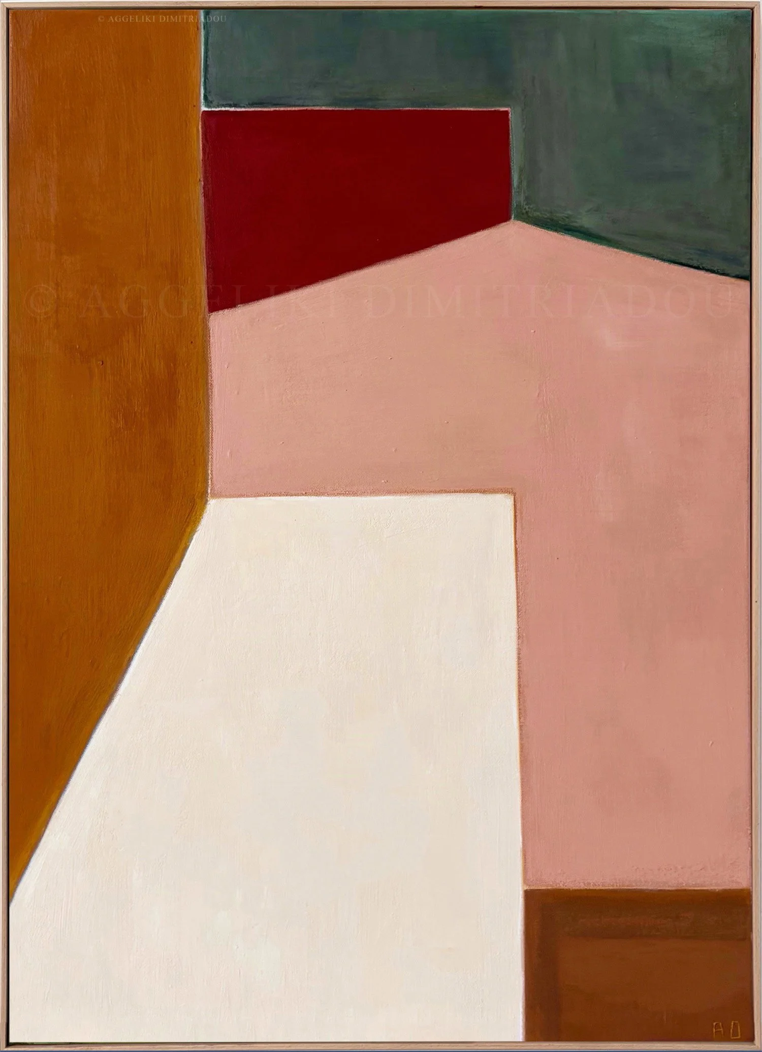 Linear abstract painting The Bridge from the Venice Collection by Aggeliki Dimitriadou, highlighting structural pathways and mixed media textures on canvas.