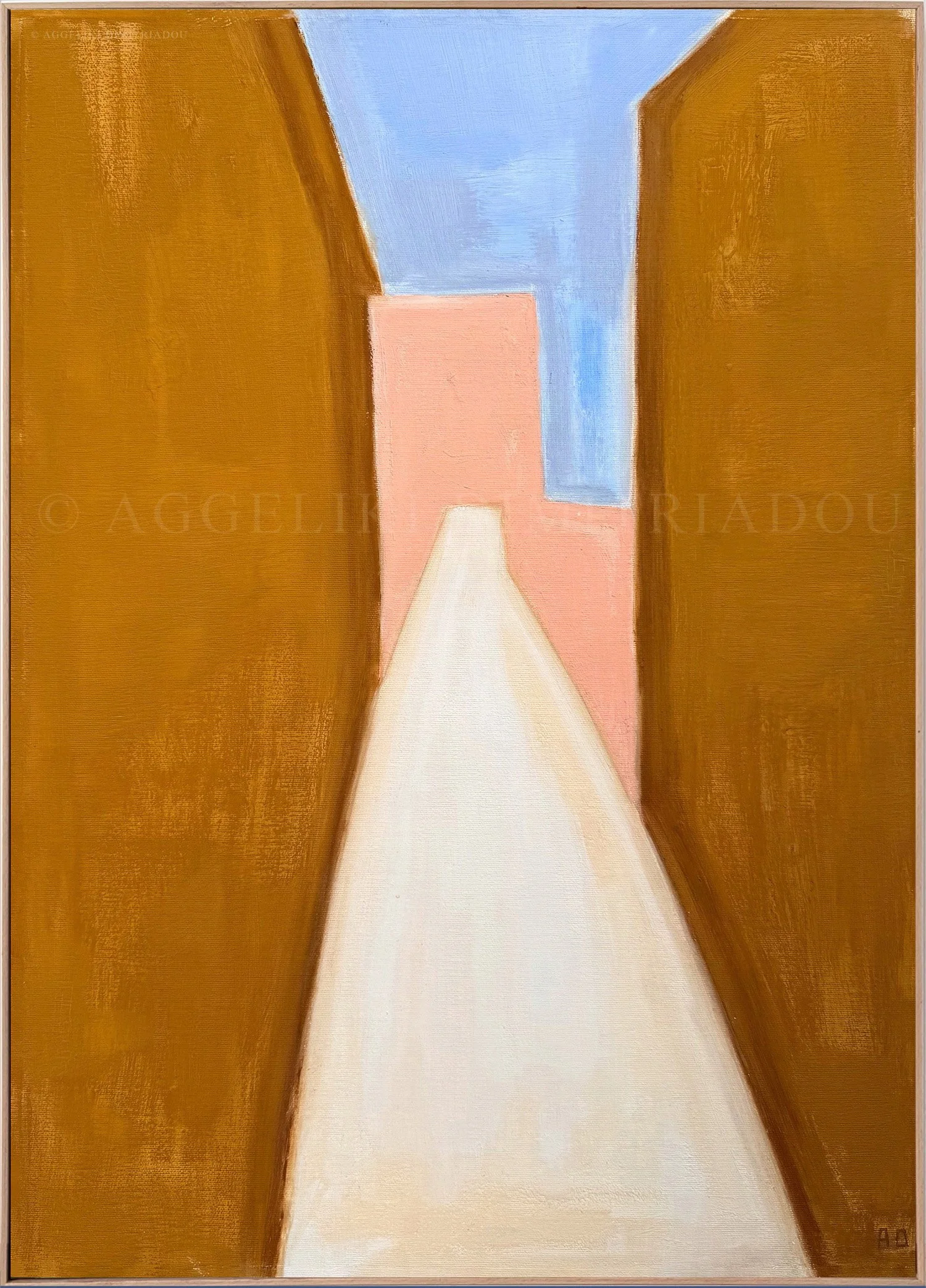 Fine art mixed media painting Afternoon from the Venice Collection by Aggeliki Dimitriadou, combining acrylics with expressive oil and dry pastel marks on canvas.