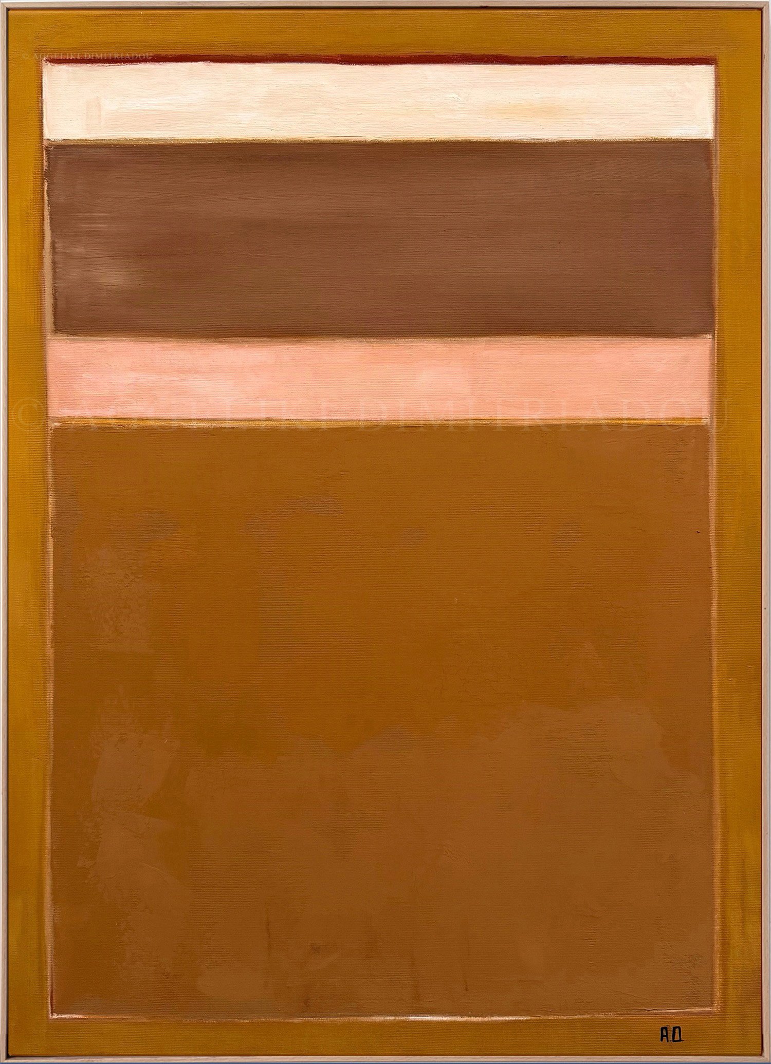Contemporary mixed media painting Brown Door from the Venice Collection by Aggeliki Dimitriadou, featuring gestural lines and architectural references on canvas.