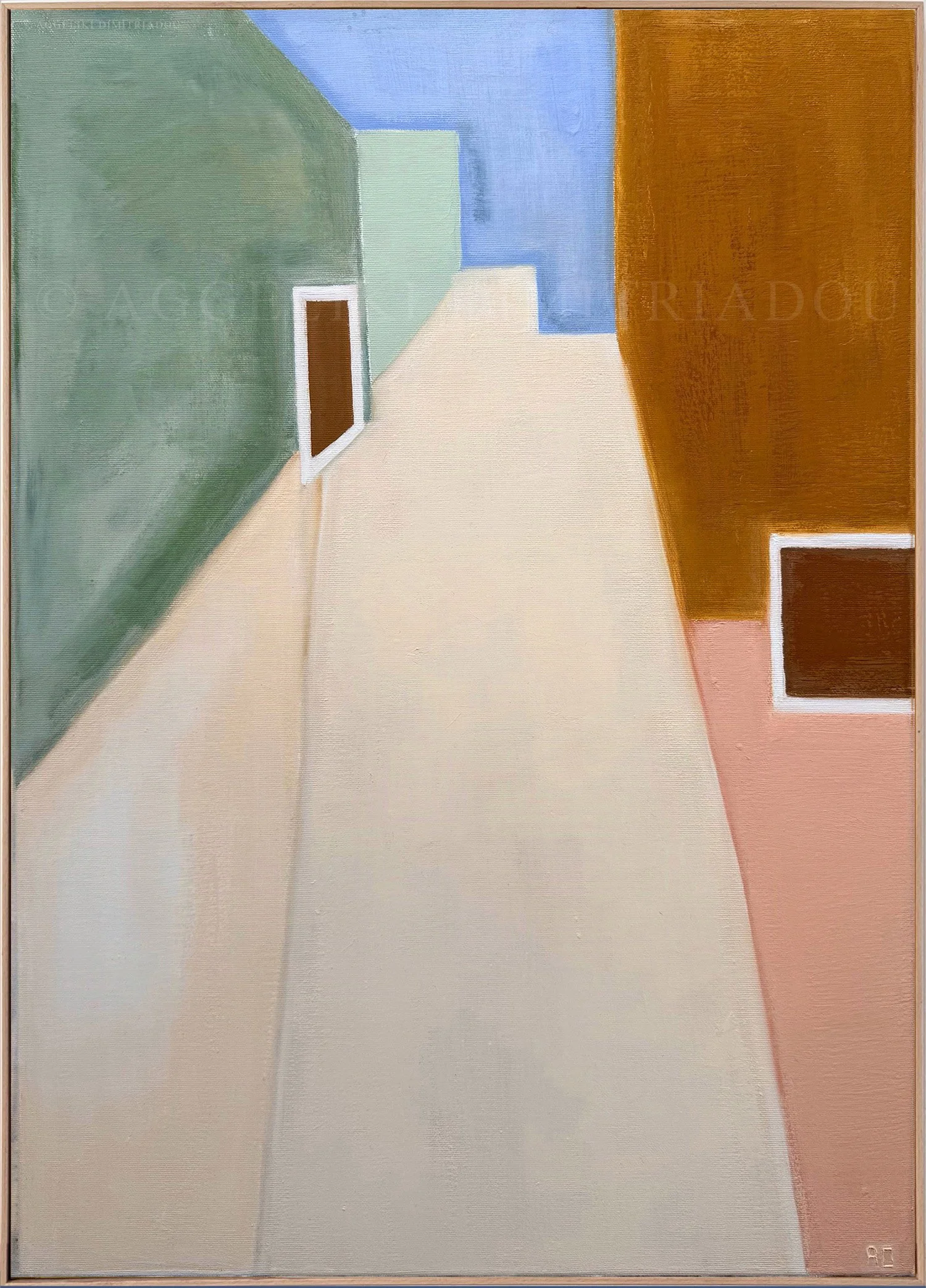 Textural abstract artwork The Space from the Venice Collection by Aggeliki Dimitriadou, investigating spatial dimensions on canvas using acrylic paint, dry pastels, and oil pastels.