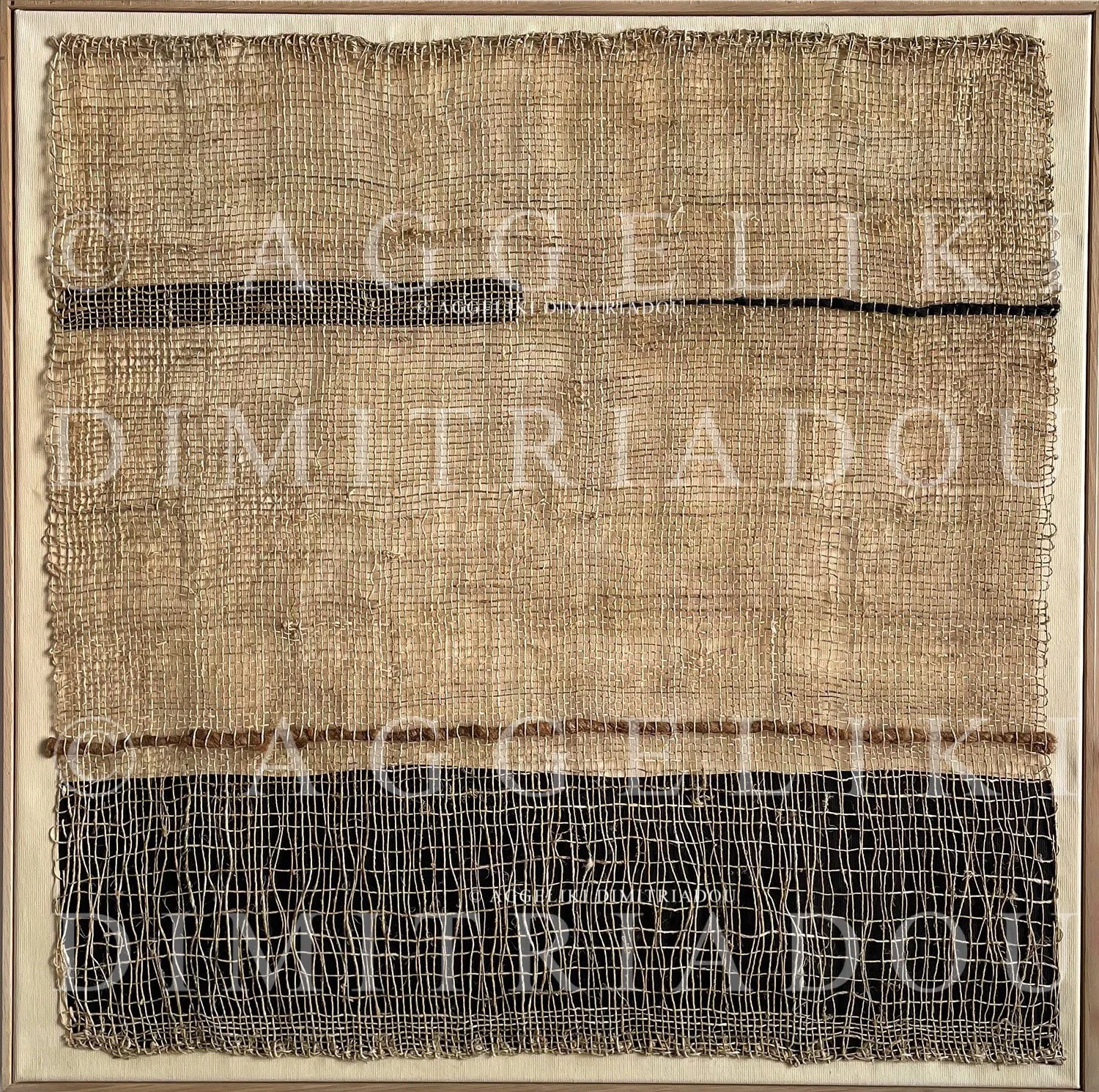 The original "Layers II" mixed media artwork by Aggeliki Dimitriadou (2021). A unique composition featuring authentic hand-woven stinging nettle fibers on canvas, showcasing the artist's signature weaving technique and natural material exploration.