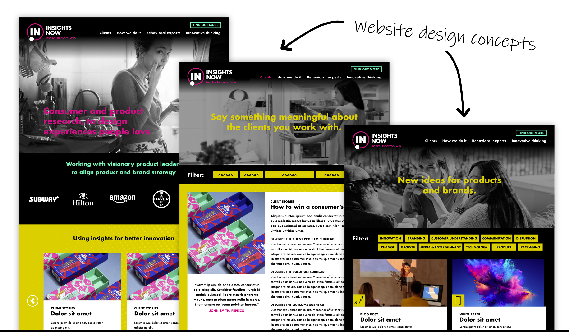 Example InsightsNow website designs