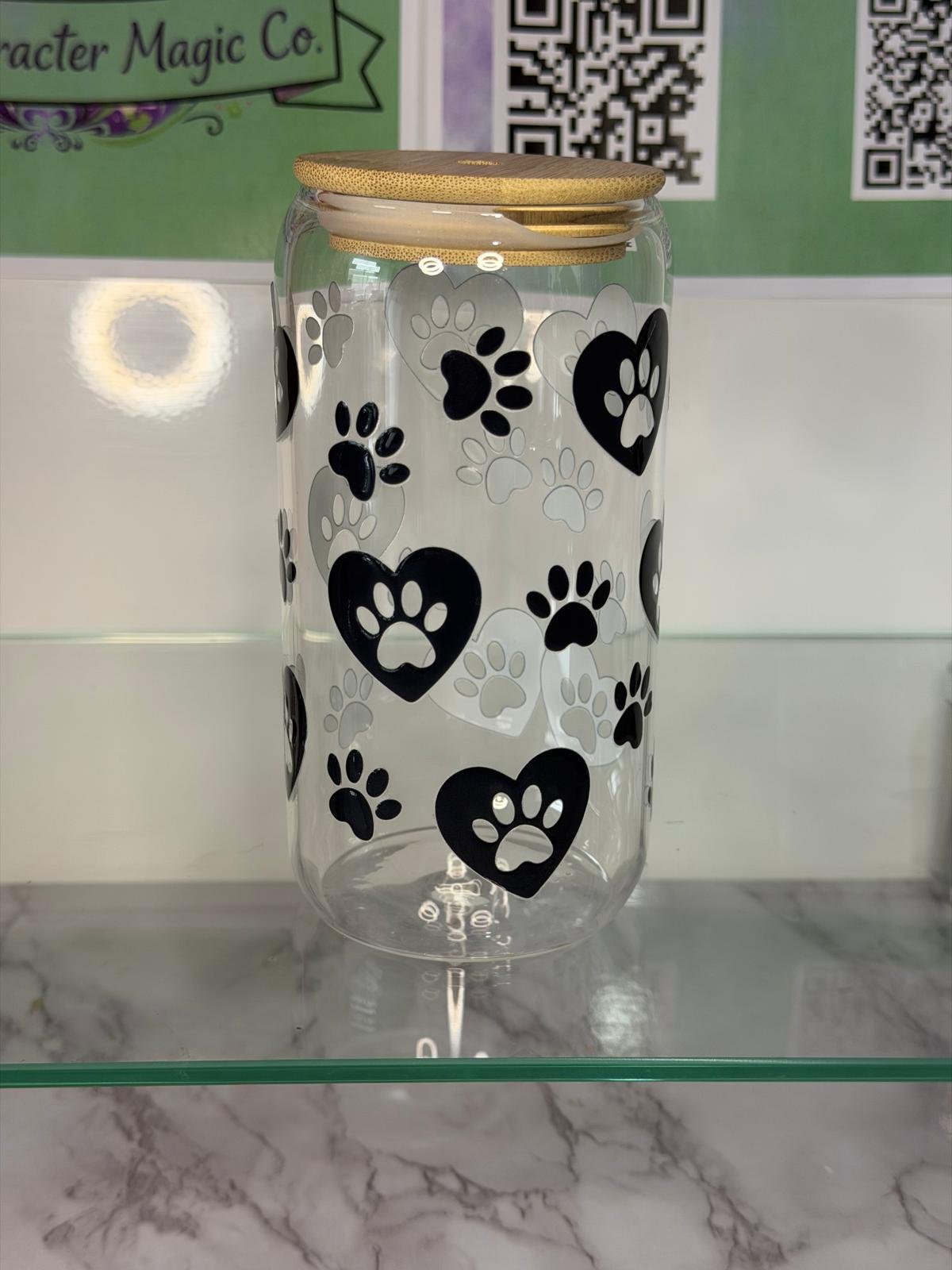 Paw Print - 16oz Glass Tumbler