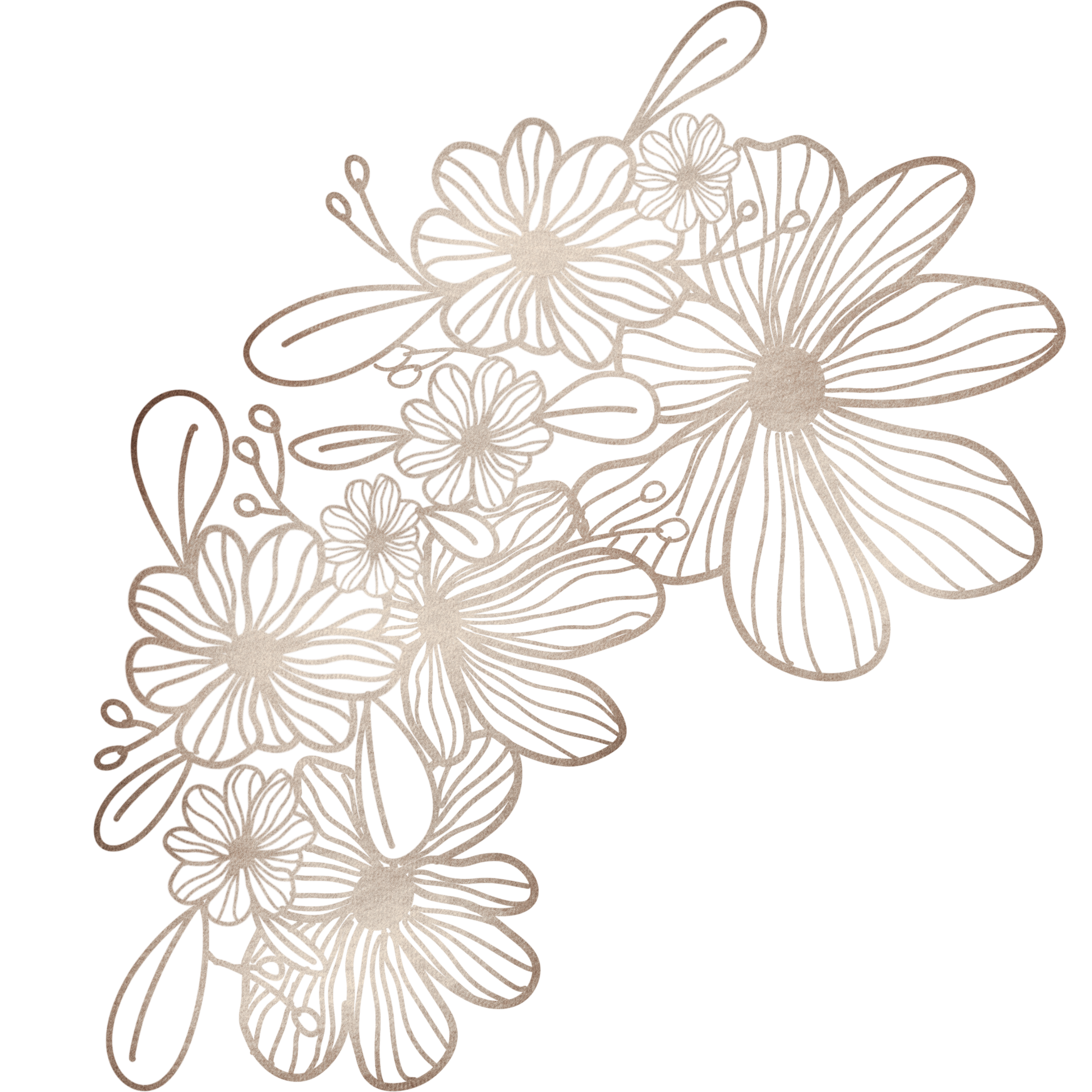 Decorative floral cutout with intricate flower and leaf patterns in beige color.