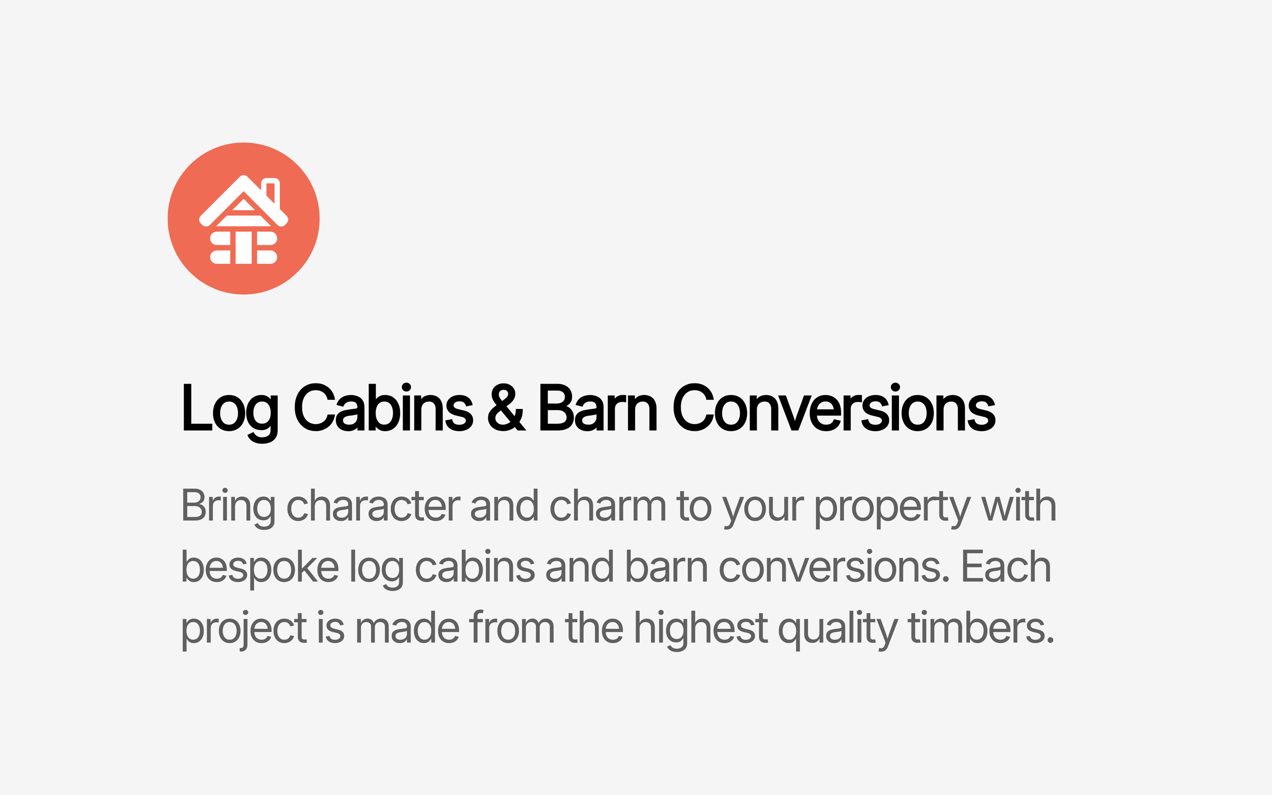 Logo of a log cabin inside a red circle, accompanied by text that reads "Log Cabins & Barn Conversions".