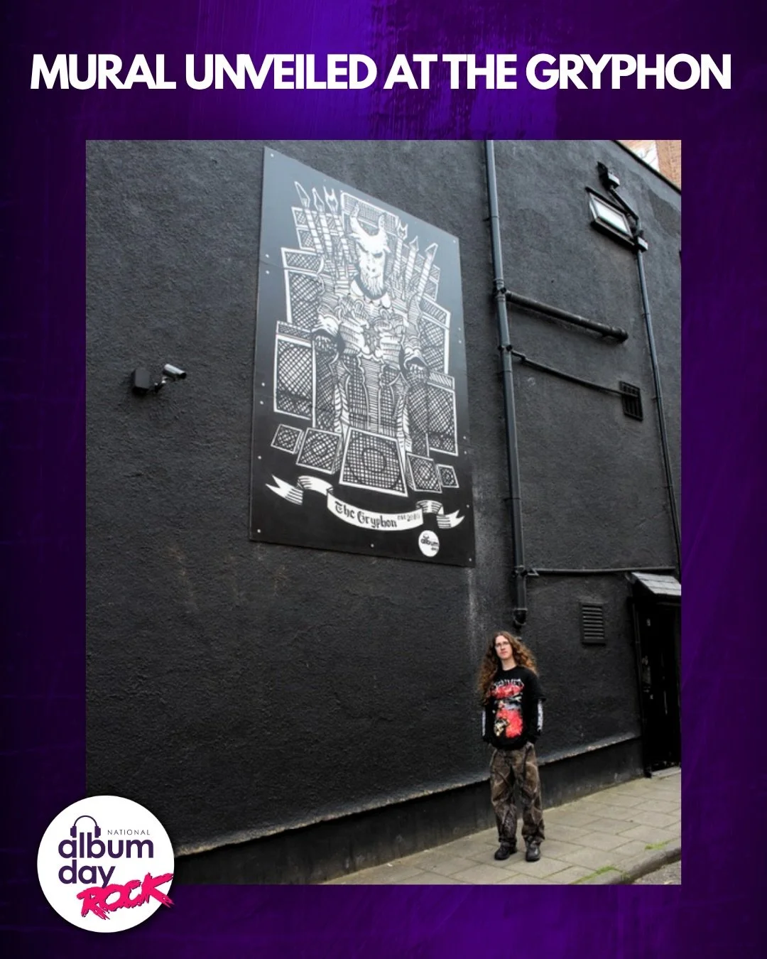 We are proud to announce that the #NationalAlbumDay Rock mural has been officially unveiled at @gryphonbristol 🤘 

Brandon Burch&rsquo;s (@hacksaw.uk) etching-inspired design has been brought to full scale in partnership with @blackcitymetal 

The f
