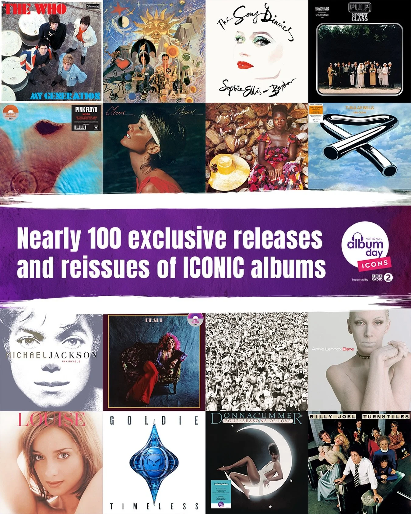 The list of #nationalalbumday titles has officially dropped 🎉 Talk about #iconic!
 
From @officialannielennox to @arethafranklin, @michaeljackson to @welovepulp, this year&rsquo;s list has something for every album lover.
 
Explore the full list of 