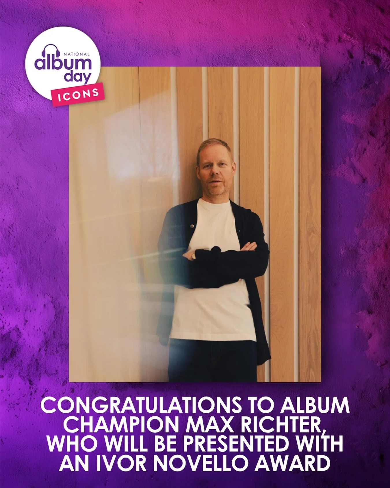 A huge congratulations to our #nationalalbumday Champion @maxrichtermusic, who will be presented with an Ivor Novello Award at the Ivors Composer Awards next month. The award is given in recognition of his ingenuity, impact and undeniably iconic stat