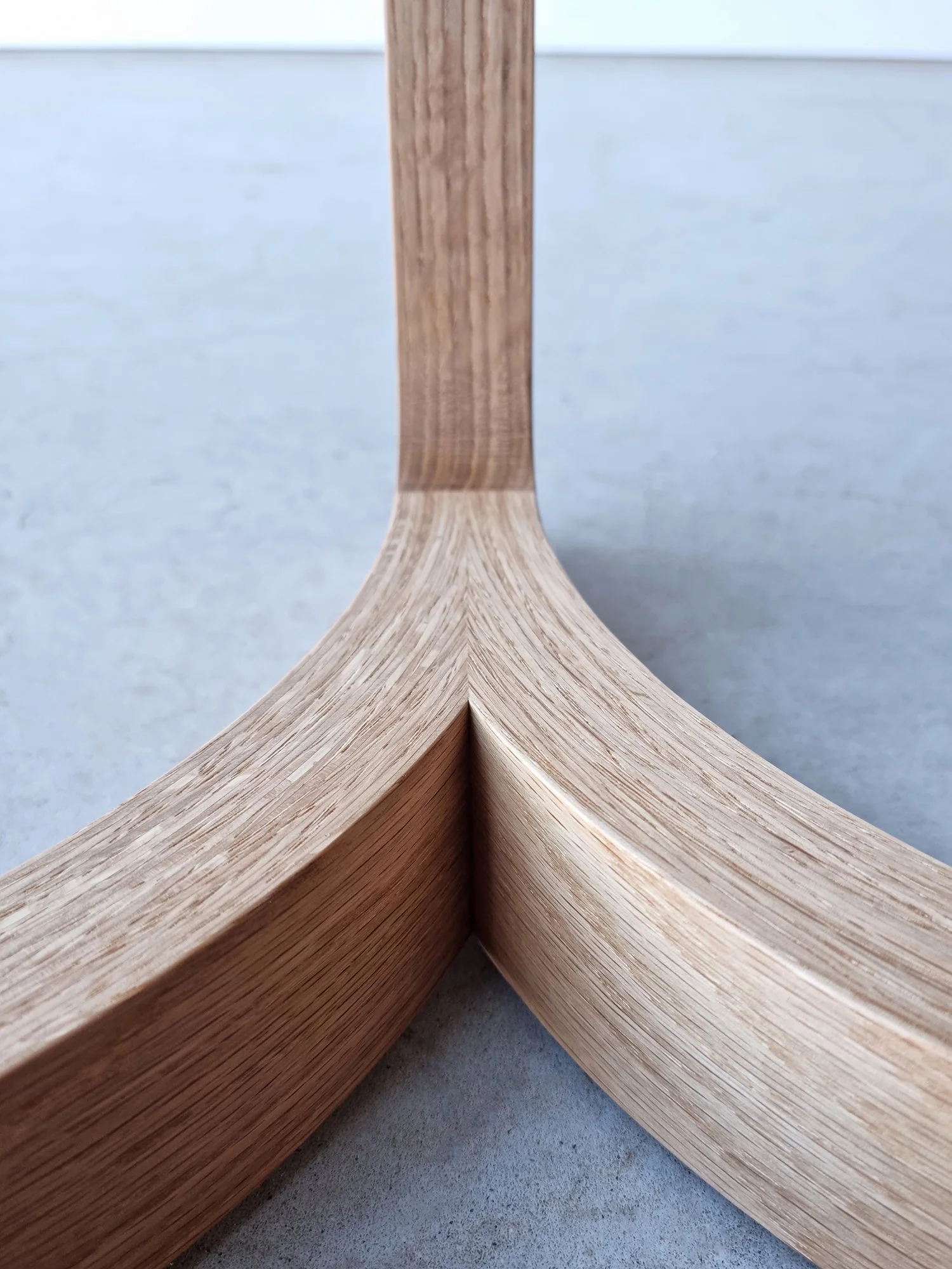 Detail of the Froxfield Coffee Table's angled leg joinery - handcrafted bespoke furniture, Nathan Day Design