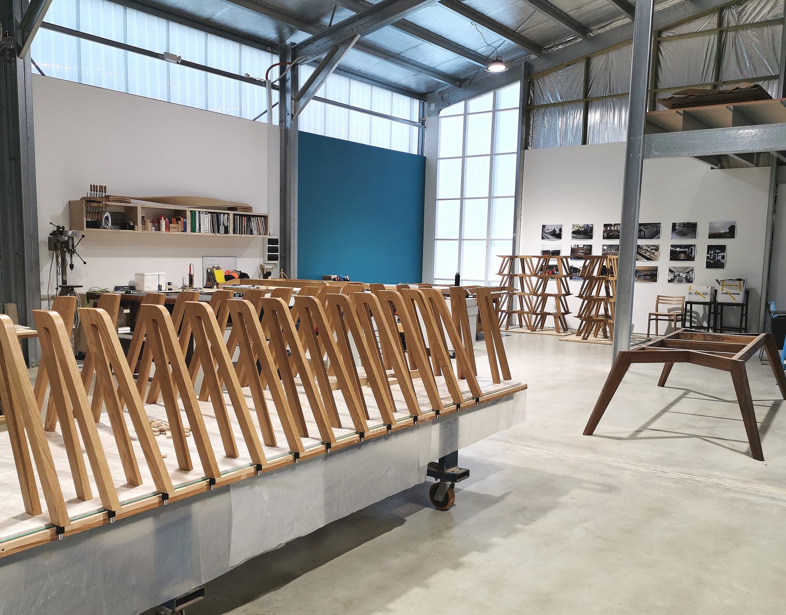 Batch production of Quarterlight Coffee Table legs in the Nathan Day Design workshop, Dunsborough WA