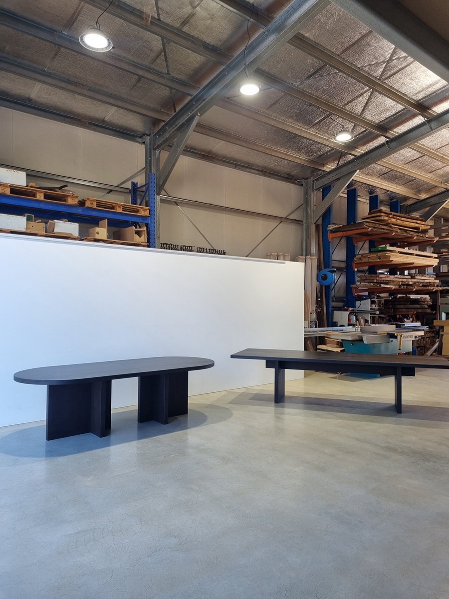 Two Como Table sections shown separated, demonstrating the flexible split-table arrangement - Nathan Day Design