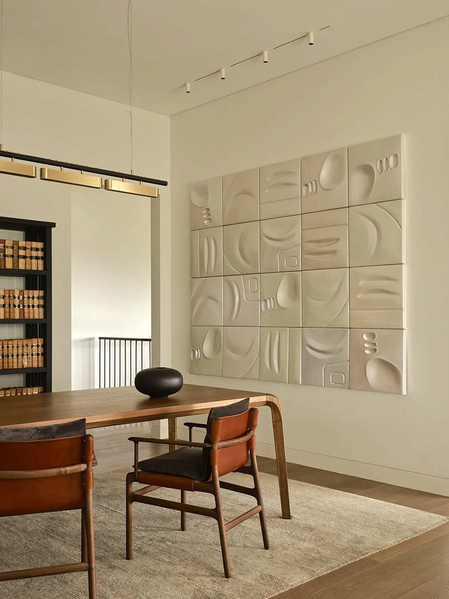 Araluen Desk in American and French Oak, full lifestyle setting in study - Nathan Day Design