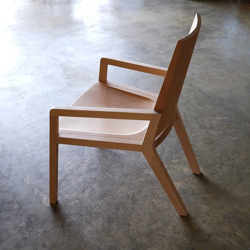 St John Midland Liturgical Furniture in salvaged Oregon Pine - Nathan Day Design, full angled view of companion chair