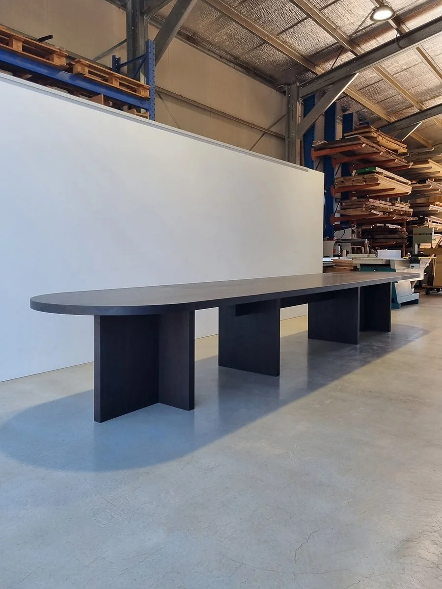 Como Table split into 3 sections from a single 6 metre ancient Jarrah slab - bespoke furniture by Nathan Day Design