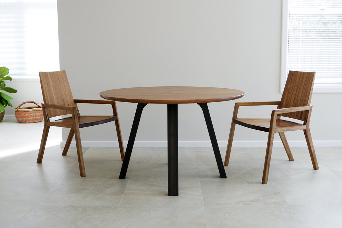 Uluru Chair in Otways Blackwood, Nathan Day Design bespoke furniture - pair shown with round dining table