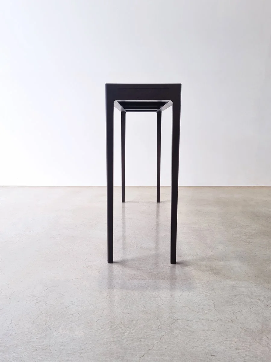 Louis Console in WA Blackbutt, small pedestal side table variant, ebonised finish - Nathan Day Design