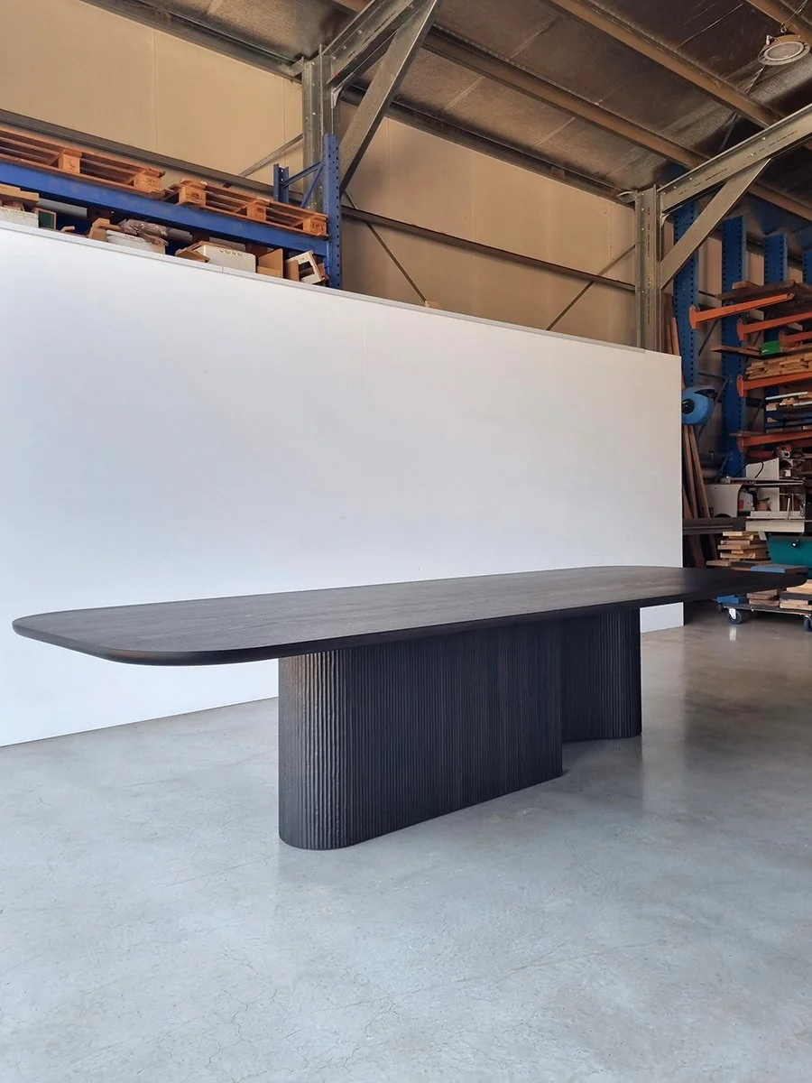 Prehistoric Table in ebonised Jarrah in the Nathan Day Design workshop, Dunsborough WA