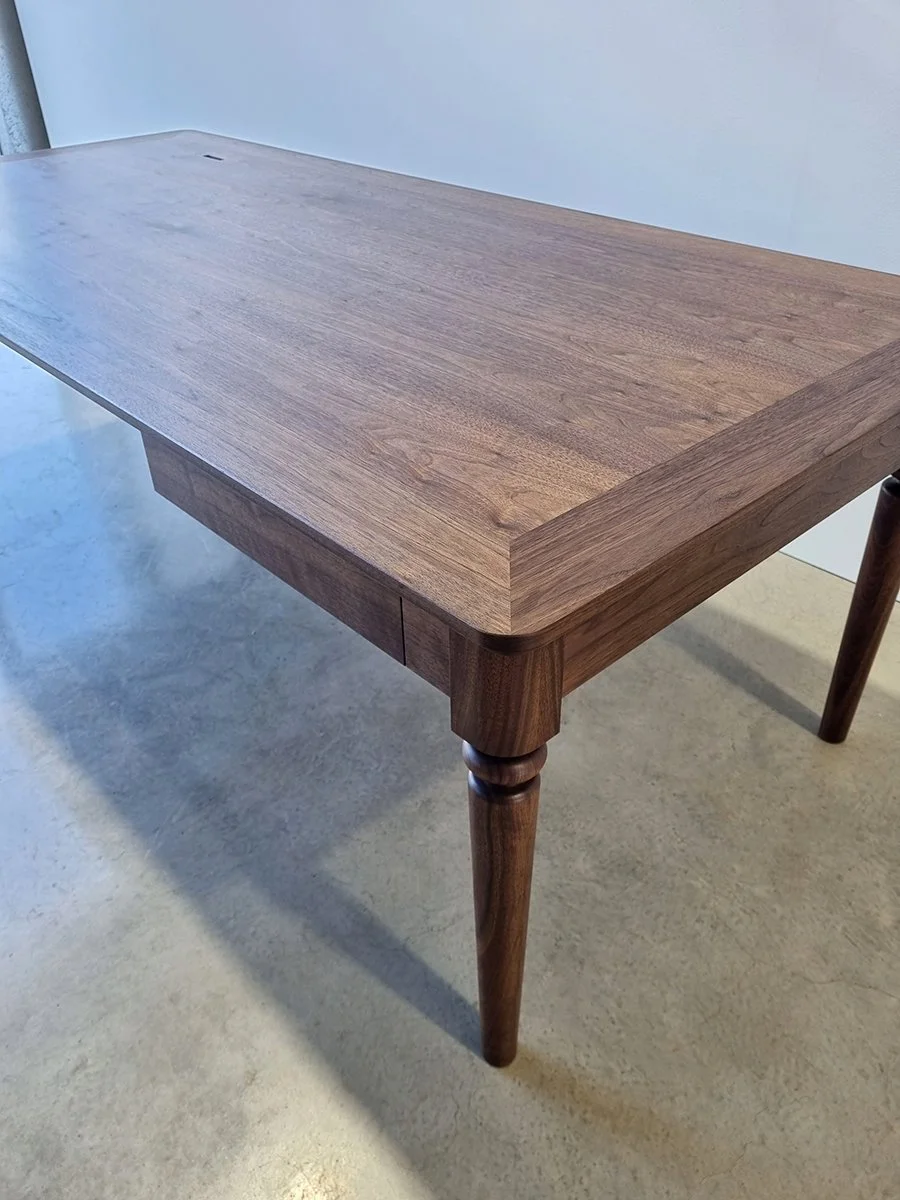 Boundary Lane Desk in American Walnut, full angled corner view - Nathan Day Design