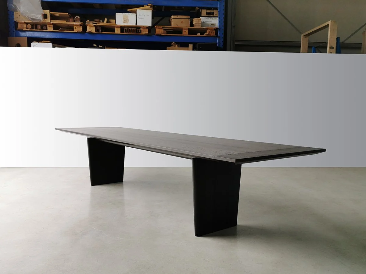 Morey Table in ebonised Jarrah in the Nathan Day Design workshop, Dunsborough WA