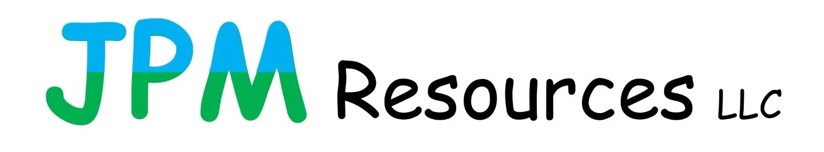 Colorful logo with the text 'JPM Resources LLC' in bold, with 'JPM' in a gradient of blue and green, and 'Resources LLC' in black.