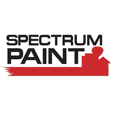 Spectrumm Paint logo with black and red text and a red paintbrush graphic.