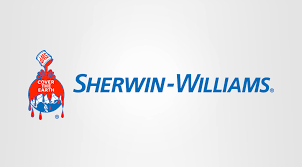 Sherwin-Williams logo with a red and white ribbon and blue text on a white background.