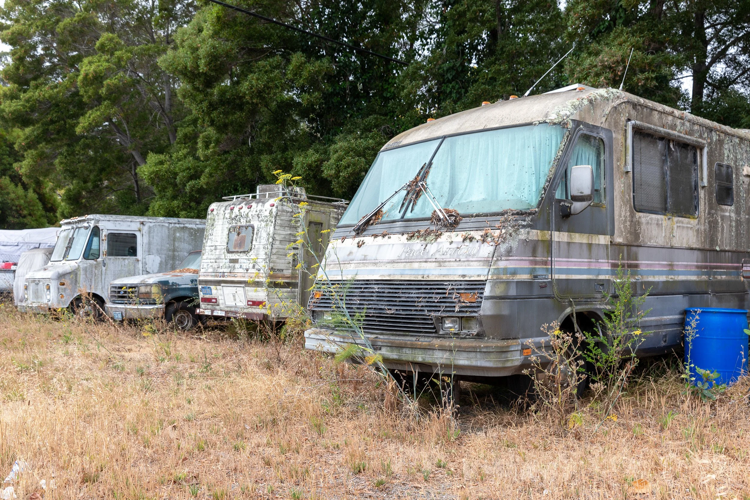 Rusted and old RV's along Sausalito's Waterfront