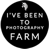 Black icon with a white unicorn and the words "I've been to photography farm."