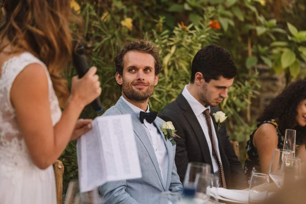bride giving a speech in wedding