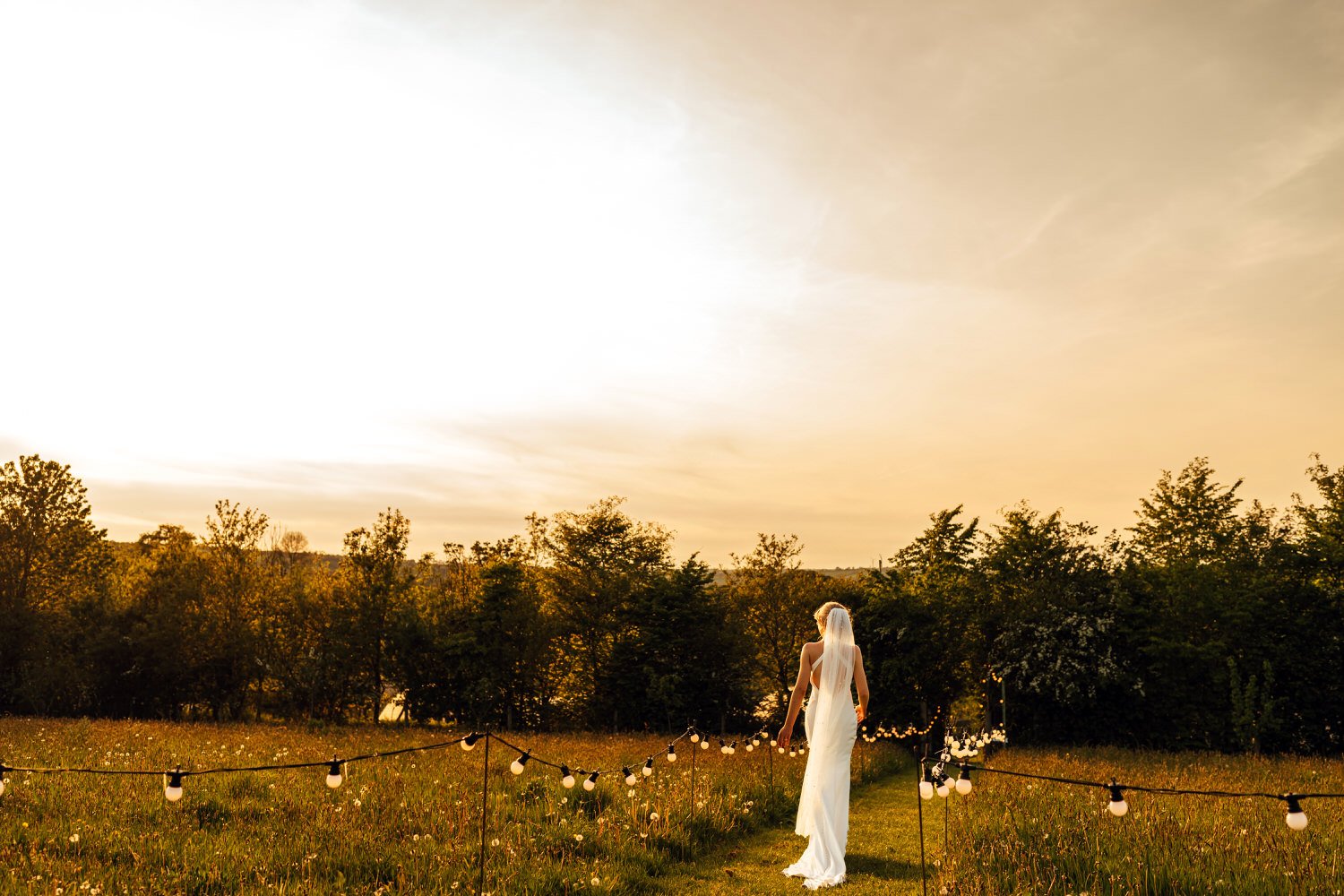 sunset bride portrait