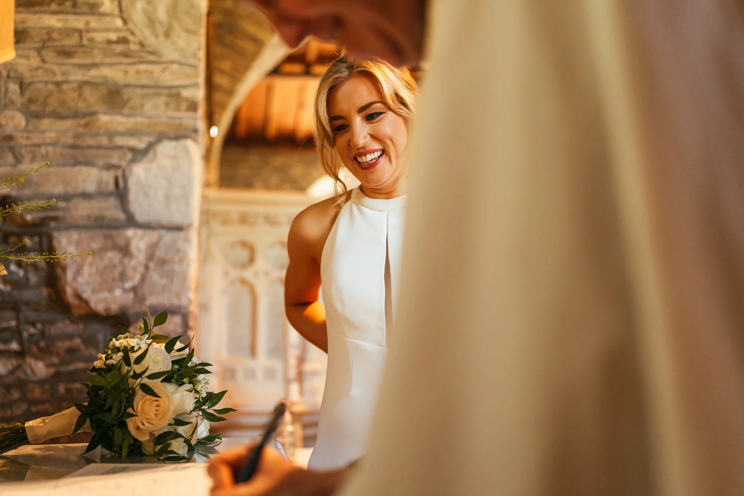 bride signing register