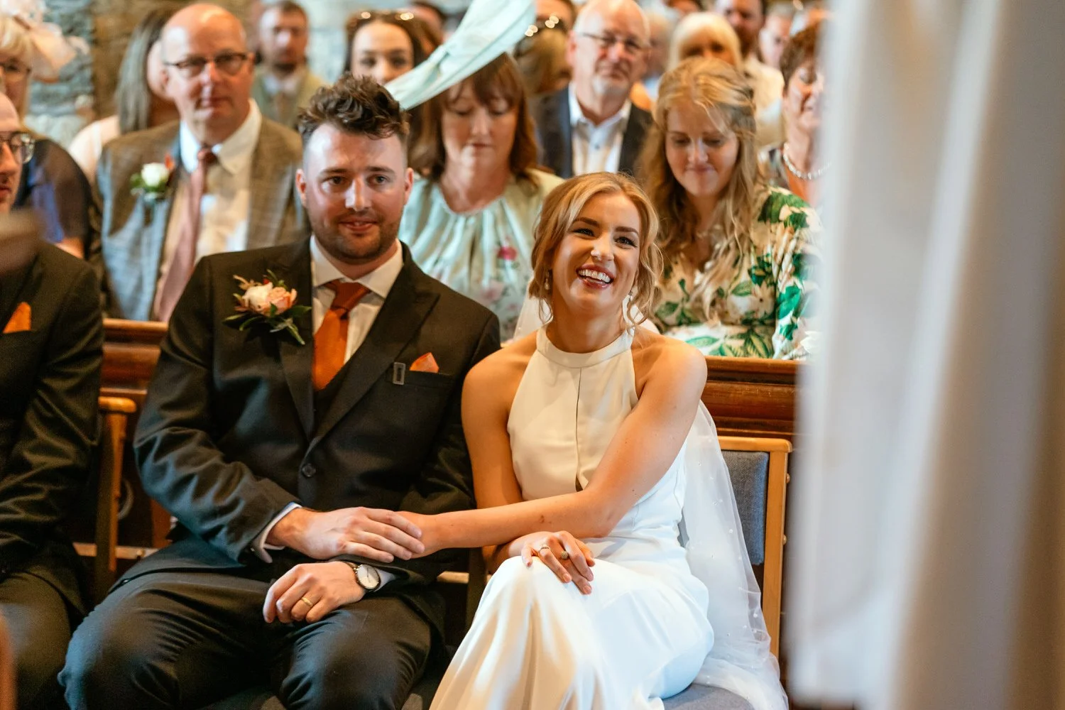 bride groom smiling