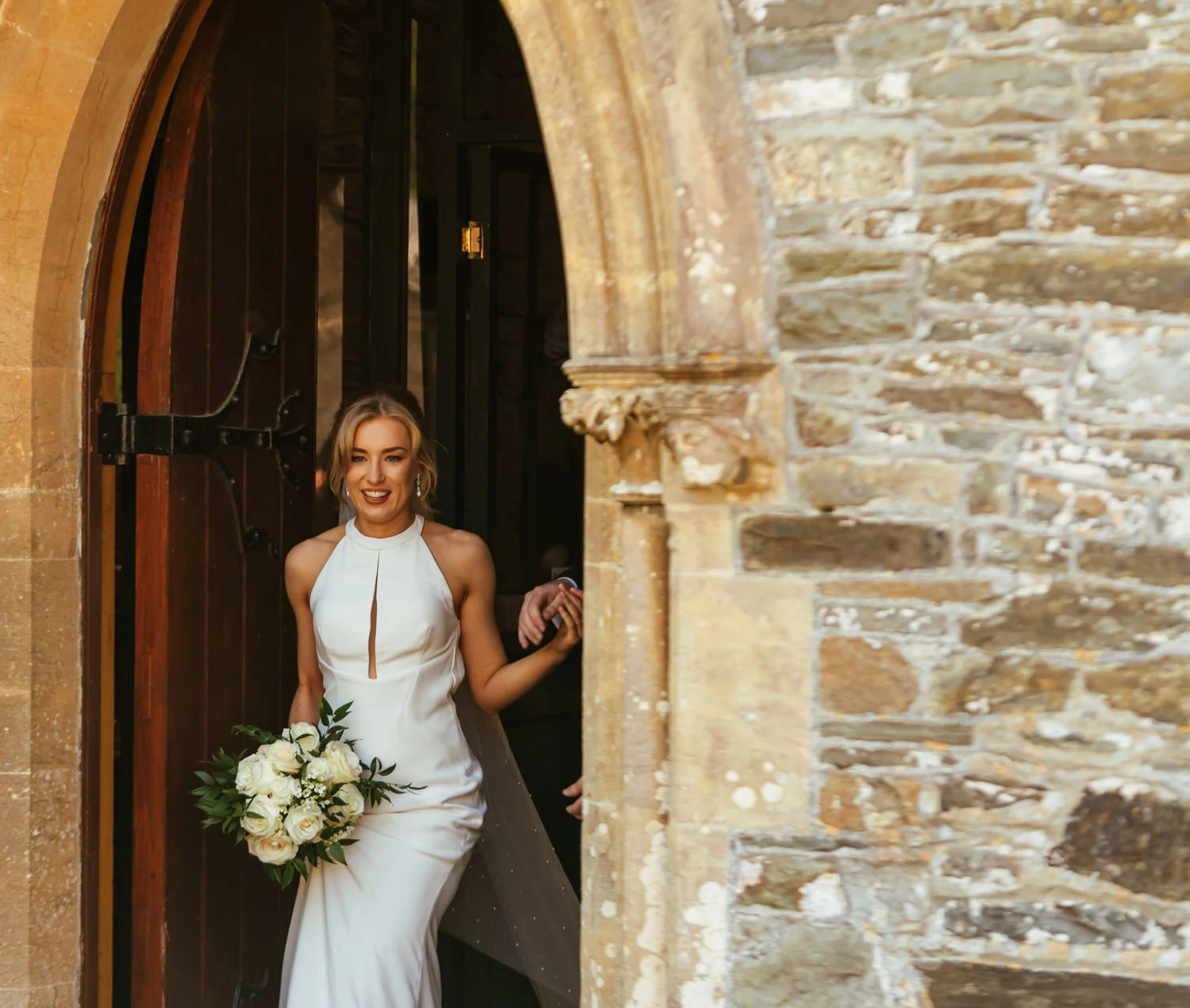 bride leaving St Tysul's church