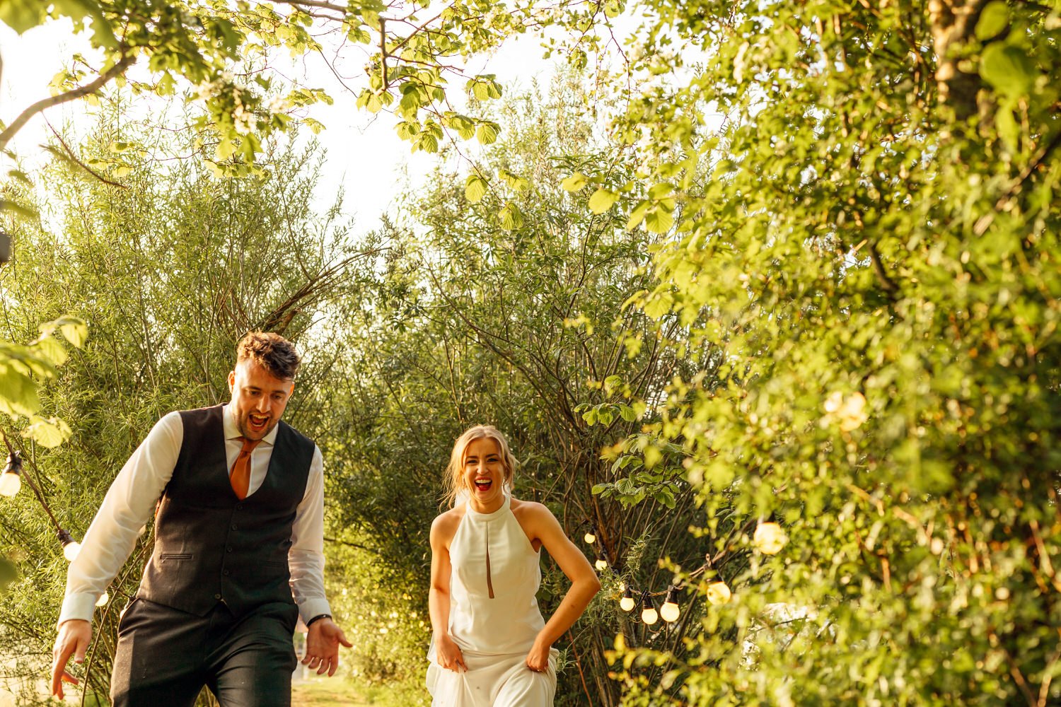 Fun bride groom