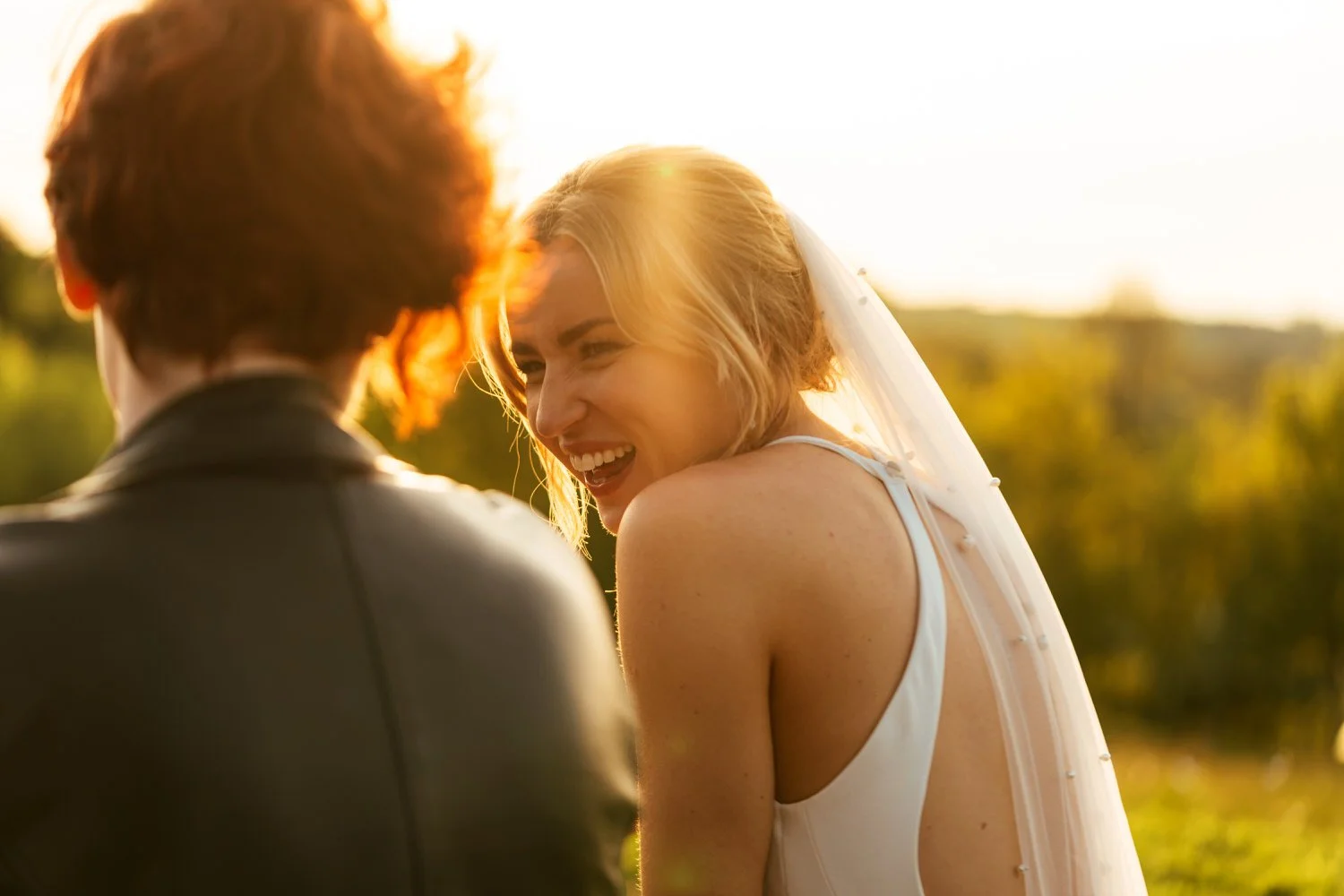laughing bride