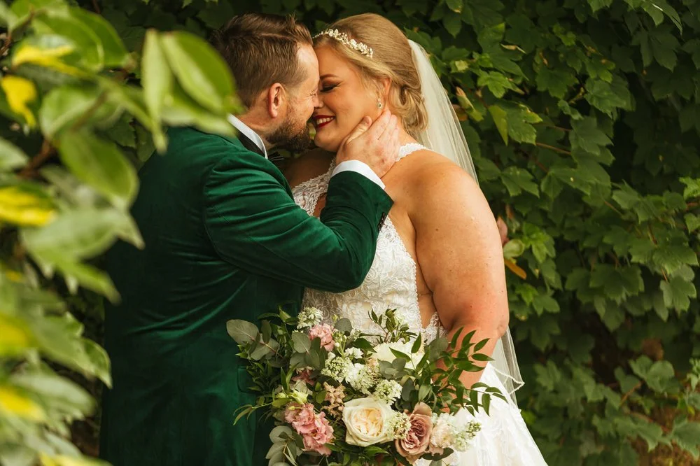 Wedding couple kissing