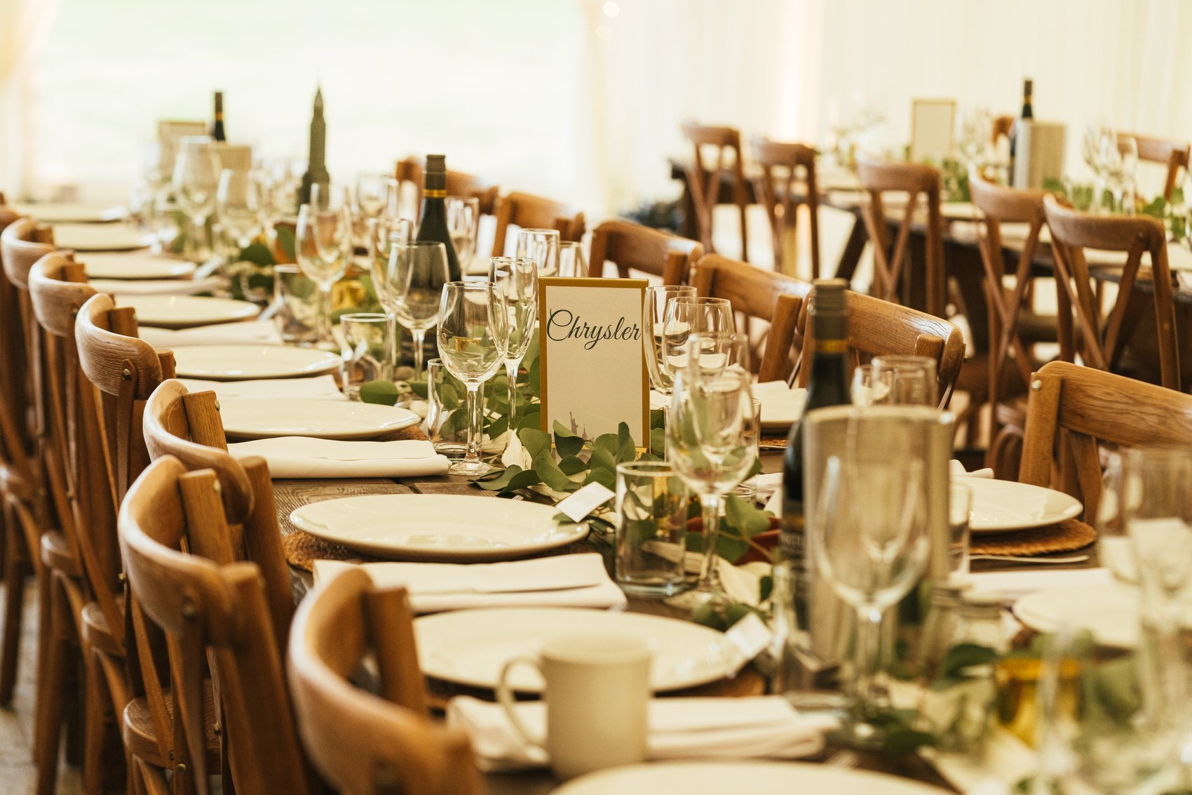 Long wedding table set up 