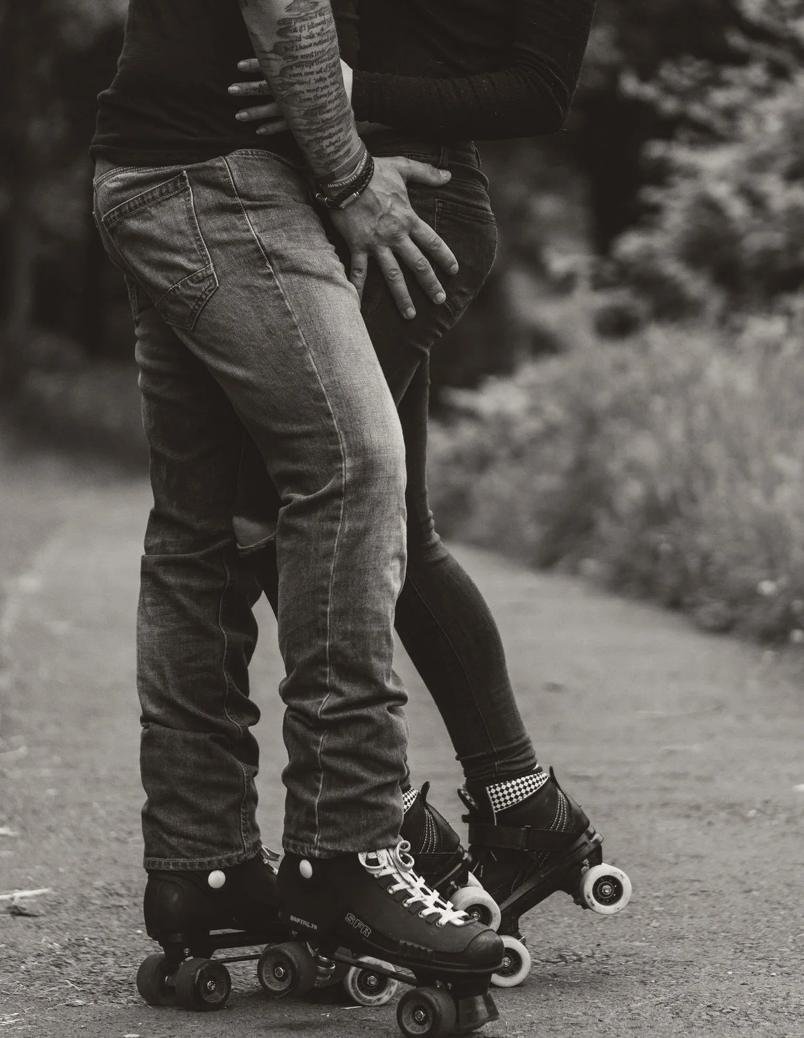 Pre wedding photography shoot on roller skates - South Wales